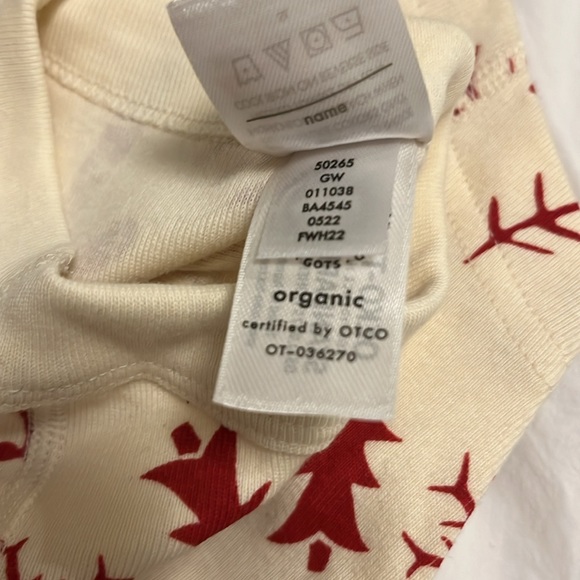 NWOT Hanna Anderson Dog Pajama Shirt Medium Cream Red Christmas Organic Cotton - Picture 4 of 10
